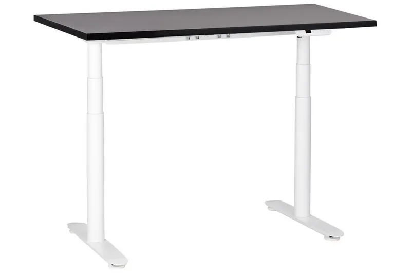 Banner Skrivebord 72x120 cm i Træ med Metalben, Hvid|Sort