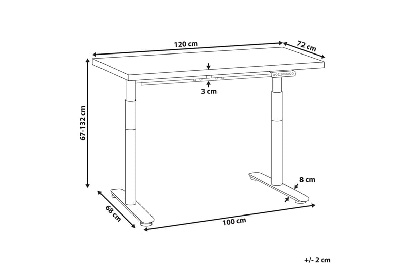 Banner Skrivebord 72x120 cm - Mørkt træ/Hvid - Møbler - Borde - Kontorbord - Skrivebord - hæve-sænke-bord