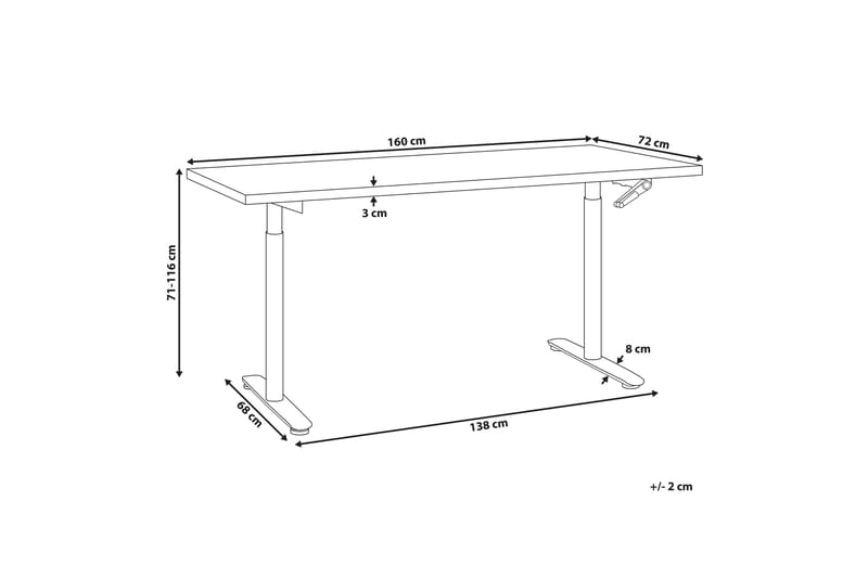 Banner Skrivebord 72x160 cm i Træ med Metalstel - Sort - Møbler - Borde - Kontorbord - Skrivebord - hæve-sænke-bord