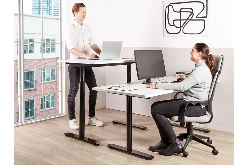 Banner Skrivebord 80x180 cm - Hvid/Sort - Møbler - Borde - Kontorbord - Skrivebord - hæve-sænke-bord