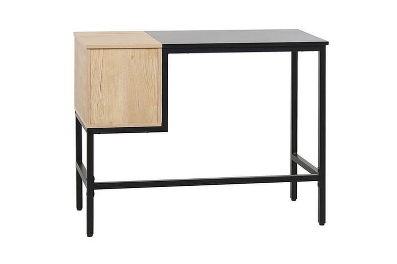 Barrakeh Skrivebord 100 cm med Opbevaring 2 Skuffer - Sort/Lyset Træ - Møbler - Borde - Kontorbord - Skrivebord