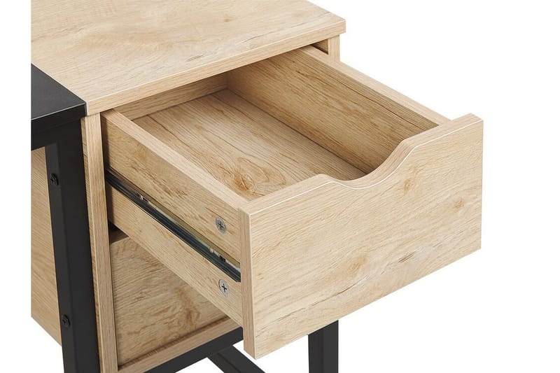 Barrakeh Skrivebord 100 cm med Opbevaring 2 Skuffer - Sort/Lyset Træ - Møbler - Borde - Kontorbord - Skrivebord