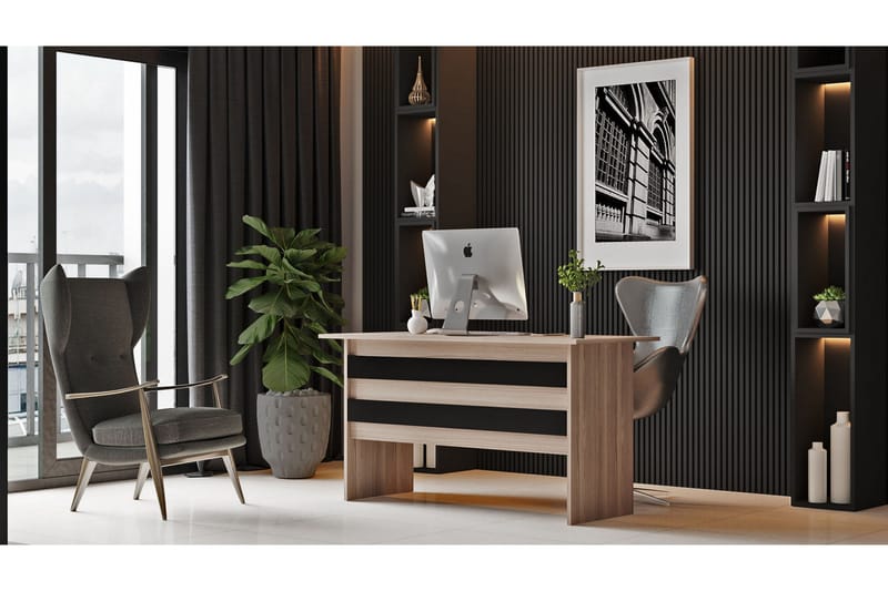 Barrock Skrivebord 140 cm - Natur/Sort - Møbler - Borde - Kontorbord - Skrivebord