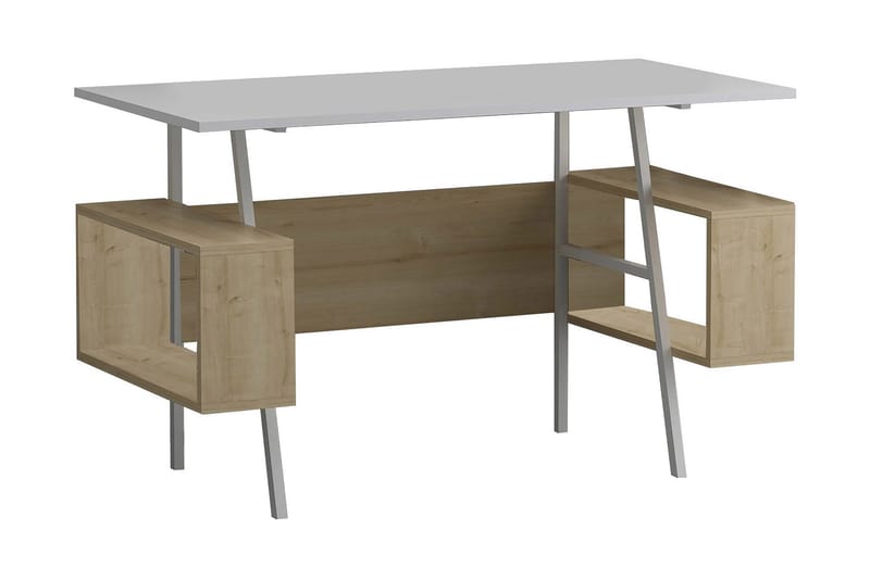 Bauksa Skrivebord 120x73,8x120 cm med opbevaring - Hvid - Skrivebord