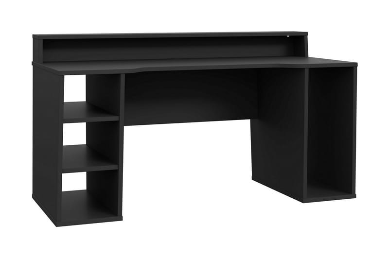 Bays Gaming Skrivebord 160 cm med Opbevaring 2 Hylder - Sort - Møbler - Borde - Kontorbord - Skrivebord