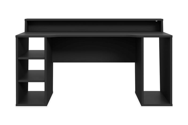 Bays Gaming Skrivebord 160 cm med Opbevaring 2 Hylder - Sort - Skrivebord - Computerbord