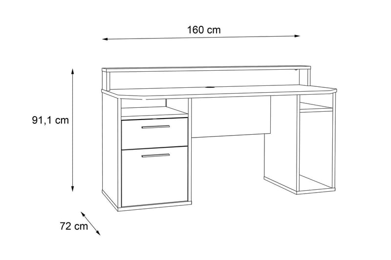 Bays Gaming Skrivebord 160 cm - Sort - Skrivebord