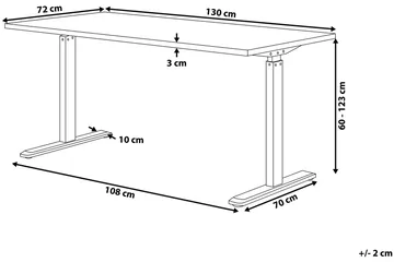 Belluton Skrivebord 130 cm Elektrisk Justerbart - Grå/Sort - Møbler - Borde - Kontorbord - Skrivebord - hæve-sænke-bord