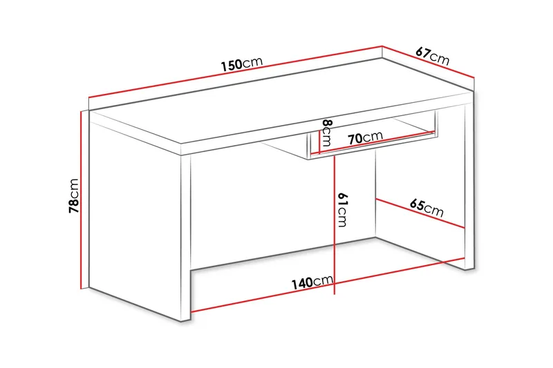 Benavila Skrivebord 150 cm - Hvid - Møbler - Borde - Kontorbord - Skrivebord