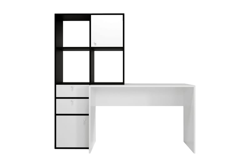 Bengul Skrivebord 164x160x164 cm med opbevaring - Hvid - Skrivebord