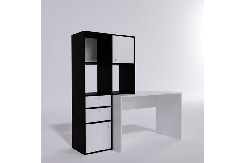 Bengul Skrivebord 164x160x164 cm med opbevaring - Hvid - Skrivebord