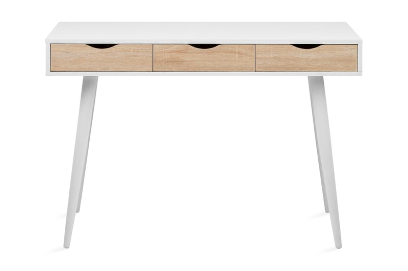 Bernard Skrivebord 110 cm med Opbevaring 3 Skuffer - Hvid/Natur - Møbler - Borde - Kontorbord - Skrivebord