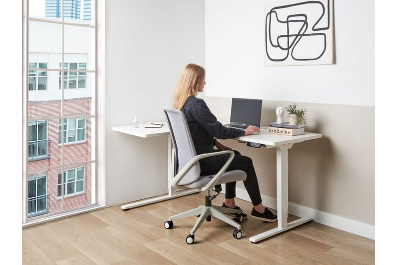 Bina L-formet Skrivebord 109x160 cm i Malet Træ - Hvid - Møbler - Borde - Kontorbord - Skrivebord - hæve-sænke-bord
