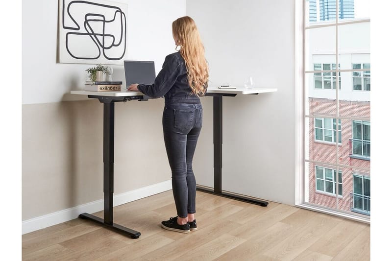 Bina Skrivebord 109x160 cm - Sort/Hvid - Møbler - Borde - Kontorbord - Skrivebord - hæve-sænke-bord