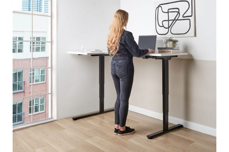 Bina Skrivebord 109x160 cm - Sort/Hvid - Møbler - Borde - Kontorbord - Skrivebord - hæve-sænke-bord