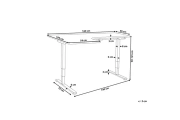 Bina Skrivebord 109x160 cm - Sort/Hvid - Møbler - Borde - Kontorbord - Skrivebord - hæve-sænke-bord
