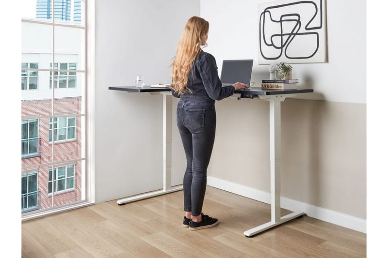 Bina Skrivebord 109x160 cm - Sort/Hvid - Møbler - Borde - Kontorbord - Skrivebord - hæve-sænke-bord