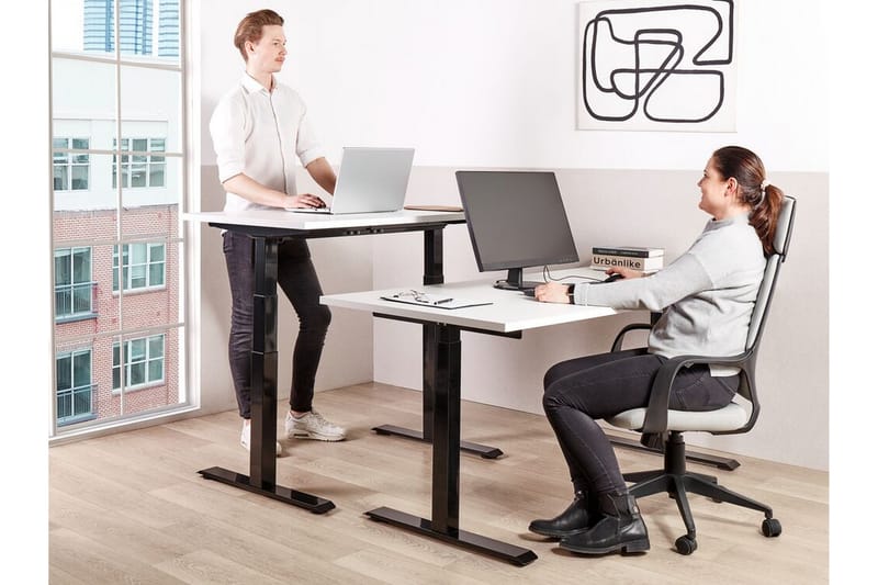 Bina Skrivebord 72x120 cm - Hvid/Sort - Møbler - Borde - Kontorbord - Skrivebord - hæve-sænke-bord