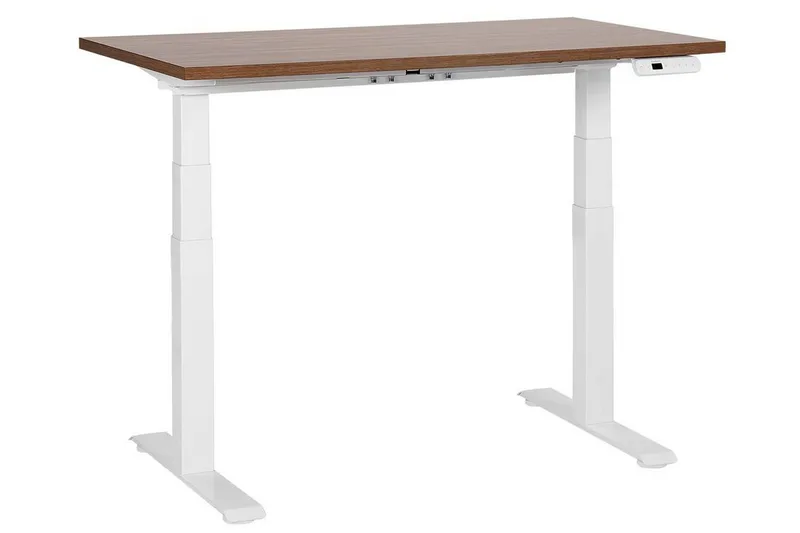 Bina Skrivebord 72x120 cm i Træ med Metalstativ, Mørkt Træ|Hvid