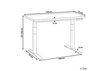 Bina Skrivebord 72x120 cm - Sort/Hvid - Møbler - Borde - Kontorbord - Skrivebord - hæve-sænke-bord