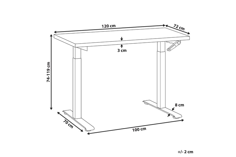Bina Skrivebord 72x120 cm - Sort/Hvid - Møbler - Borde - Kontorbord - Skrivebord - hæve-sænke-bord