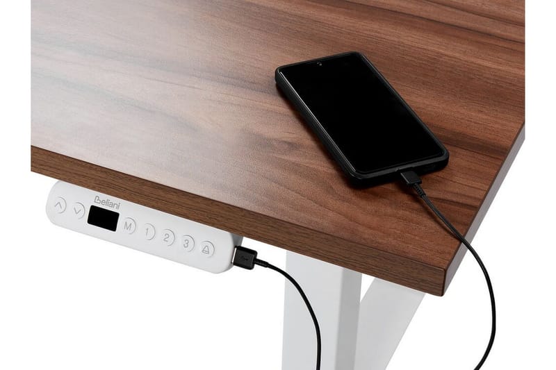 Bina Skrivebord 72x160 cm i Træ med Metalstativ - Brun|Hvid - Møbler - Borde - Kontorbord - Skrivebord - hæve-sænke-bord