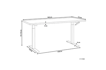 Bina Skrivebord 72x160 cm - Mørkt træ/Sort - Møbler - Borde - Kontorbord - Skrivebord - hæve-sænke-bord