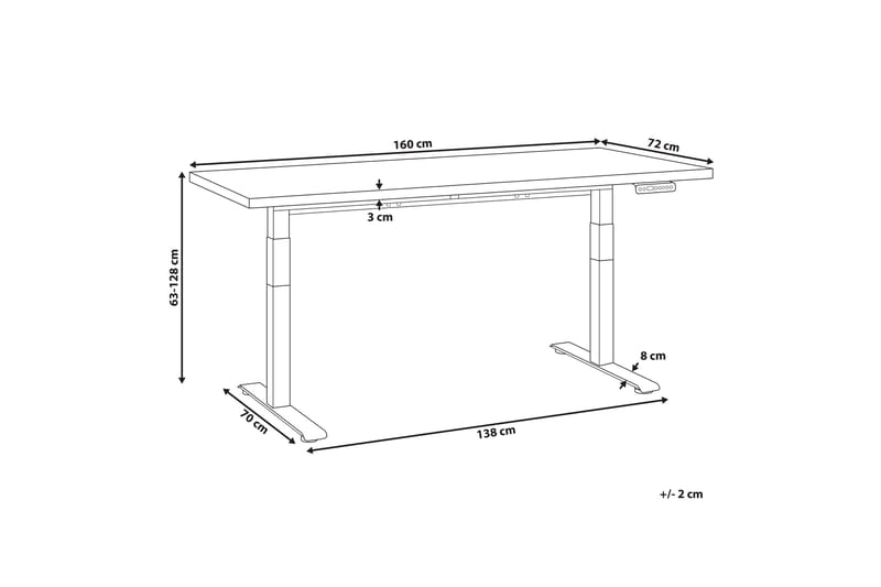 Bina Skrivebord 72x160 cm - Sort/Hvid - Møbler - Borde - Kontorbord - Skrivebord - hæve-sænke-bord