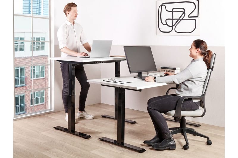 Bina Skrivebord 80x180 cm - Hvid/Sort - Møbler - Borde - Kontorbord - Skrivebord - hæve-sænke-bord