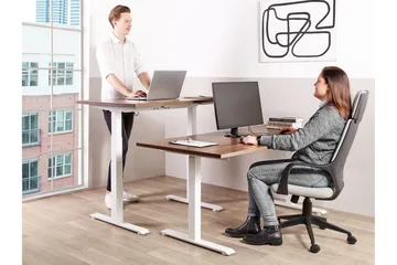 Bina Skrivebord 80x180 cm - Mørkt træ/Hvid - Møbler - Borde - Kontorbord - Skrivebord - hæve-sænke-bord