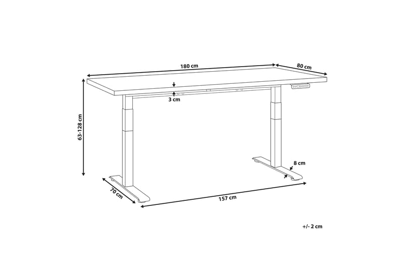 Bina Skrivebord 80x180 cm - Mørkt træ/Hvid - Møbler - Borde - Kontorbord - Skrivebord - hæve-sænke-bord