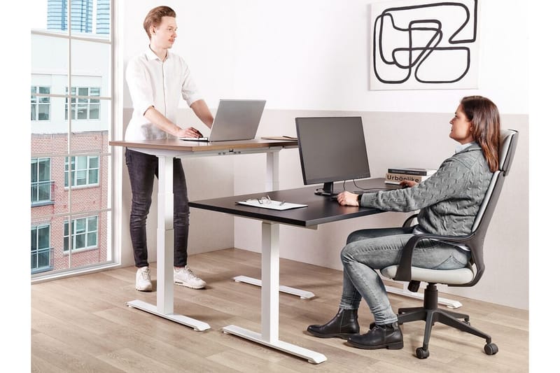 Bina Skrivebord 80x180 cm - Sort/Hvid - Møbler - Borde - Kontorbord - Skrivebord - hæve-sænke-bord