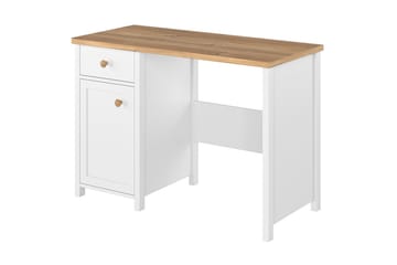 Bioley Skrivebord 110 cm med Opbevaring Skuffe + Skab - Beige/Hvid - Møbler - Borde - Kontorbord - Skrivebord