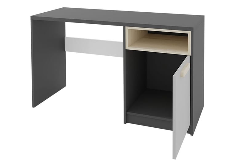 Bioley Skrivebord 120 cm med Opbevaring Skab + Hylde - Sort/Hvid/Grå - Møbler - Borde - Kontorbord - Skrivebord