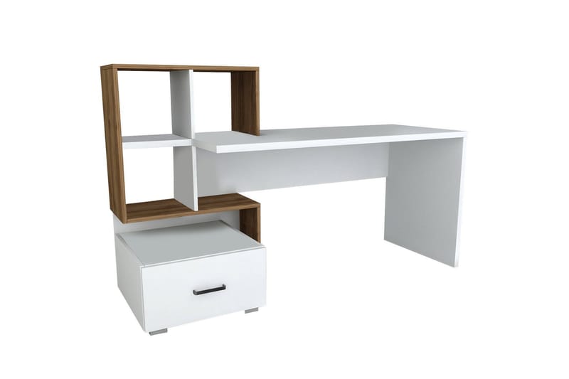 Bloomis Skrivebord 152 cm med Opbevaring Skuffe+Hylder - Hvid/Valnøddebrun - Skrivebord