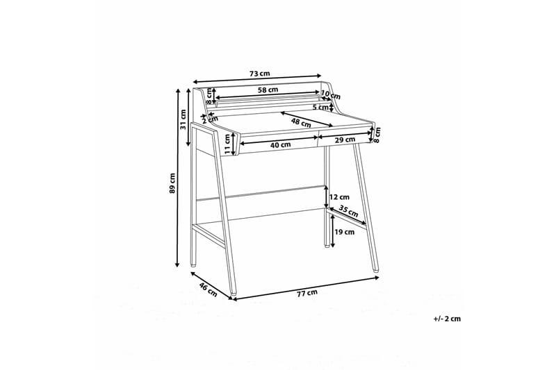 Broxtona Skrivebord 77 cm med Opbevaring - Træ/Natur - Skrivebord