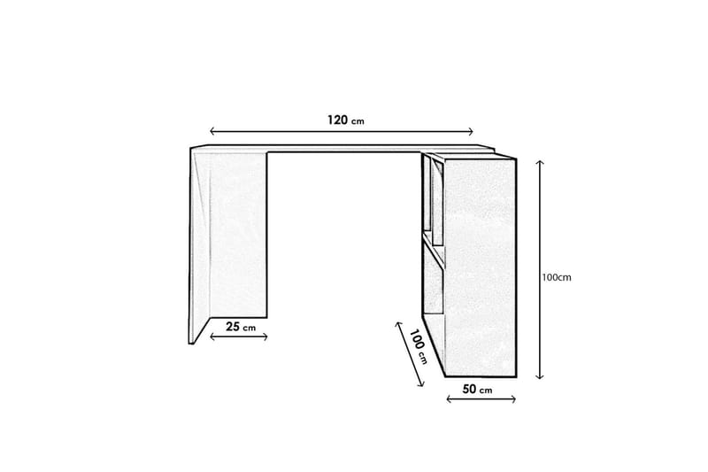 Cabeci Skrivebord 120 cm med Opbevaring Hylder - Hvid/Orange - Skrivebord