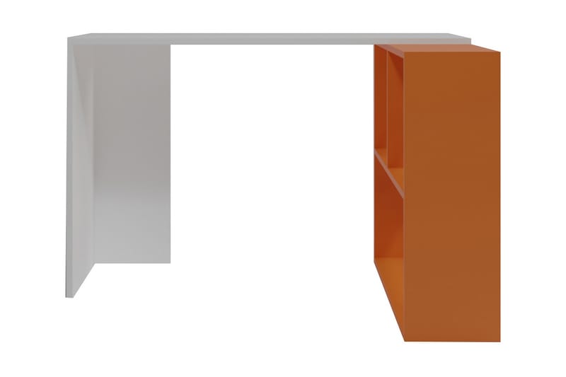 Cabeci Skrivebord 120 cm med Opbevaring Hylder - Hvid/Orange - Skrivebord
