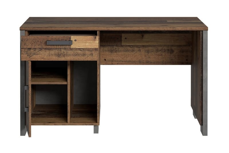 Cadle Skrivebord 127 cm med Opbevaring Skuffe + Skab - Brun/Grå - Møbler - Borde - Kontorbord - Skrivebord