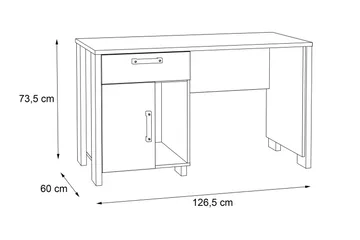 Cadle Skrivebord 127 cm med Opbevaring Skuffe + Skab - Brun/Grå - Møbler - Borde - Kontorbord - Skrivebord