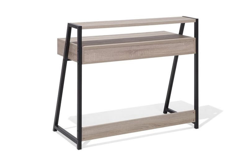 Calceta Skrivebord 100 cm med Opbevaring Skuffe + Hylde - Lysebrun/Hvid/Sort - Skrivebord