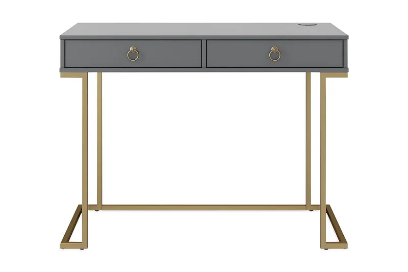 Camila Skrivebord 106 cm m Opbevaring 2 Skuffer Grafitgrå/Me, CosmoLiving