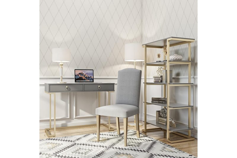 Camila Skrivebord 106 cm m Opbevaring 2 Skuffer Grafitgrå/Me - CosmoLiving - Møbler - Borde - Kontorbord - Skrivebord