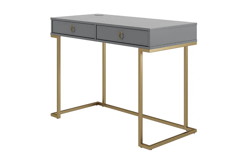 Camila Skrivebord 106 cm m Opbevaring 2 Skuffer Grafitgrå/Me - CosmoLiving - Møbler - Borde - Kontorbord - Skrivebord