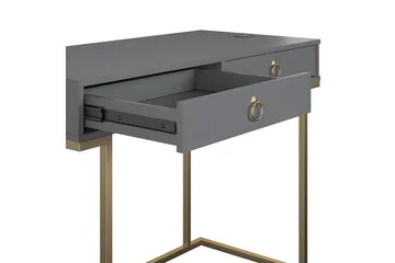 Camila Skrivebord 106 cm m Opbevaring 2 Skuffer Grafitgrå/Me - Møbler - Borde - Kontorbord - Skrivebord