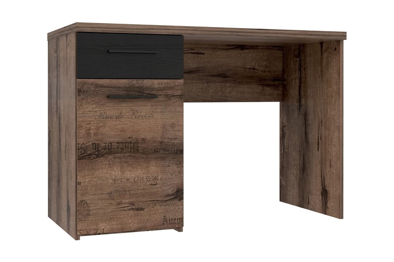 Cannop Skrivebord 110 cm med Opbevaring Skuffe + Skab - Brun/Sort - Møbler - Borde - Kontorbord - Skrivebord