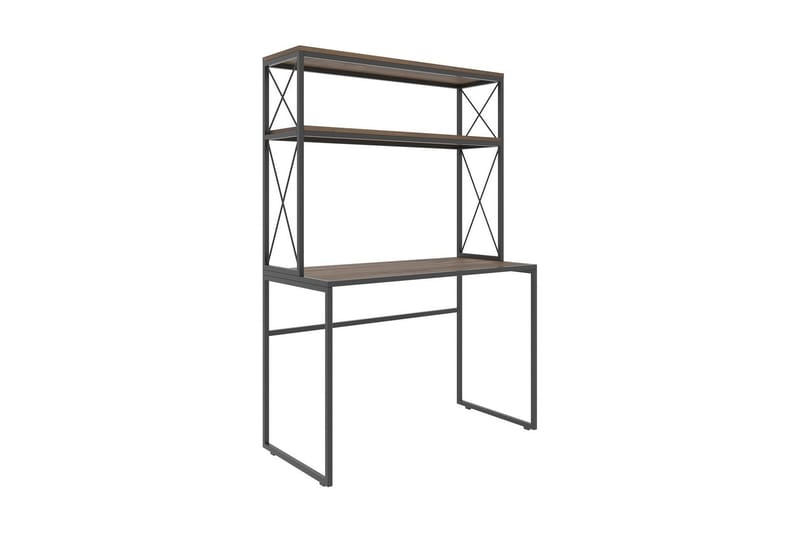 Caplette Skrivebord 105 cm med Opbevaring Hylder - Sort/Træ/Natur - Møbler - Borde - Kontorbord - Skrivebord