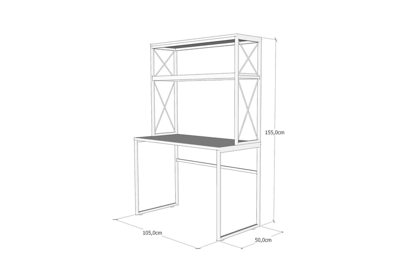 Caplette Skrivebord 105 cm med Opbevaring Hylder - Sort/Træ/Natur - Skrivebord