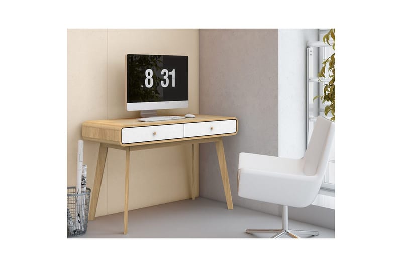 Skrivebord Cassie Eg/Hvid - Eg/Hvid - Møbler - Borde - Kontorbord - Skrivebord
