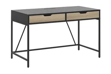 Cebolleros Skrivebord 120 cm med Opbevaring 2 Skuffer - Sort/Lyset Træ - Møbler - Borde - Kontorbord - Skrivebord